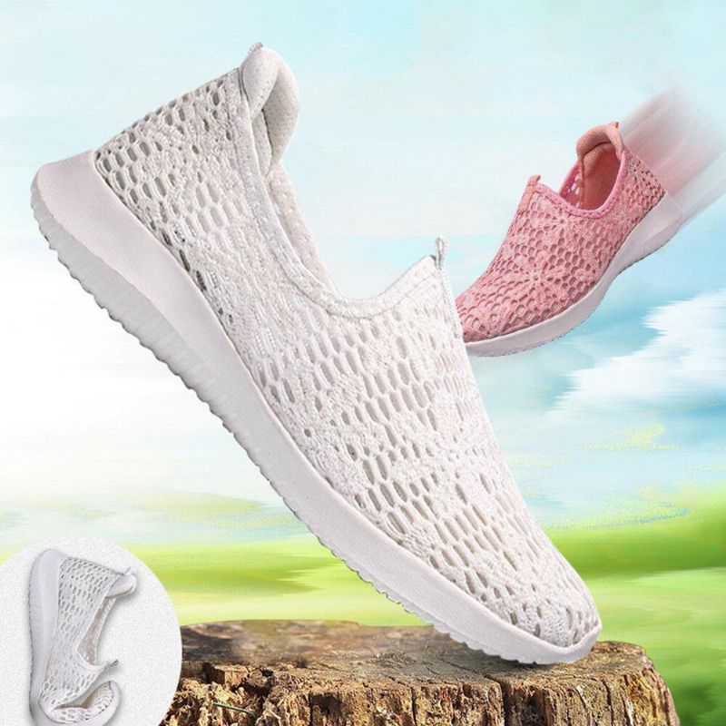 Kvinder Casual Strikket Slip On Walking Flat Sneakers