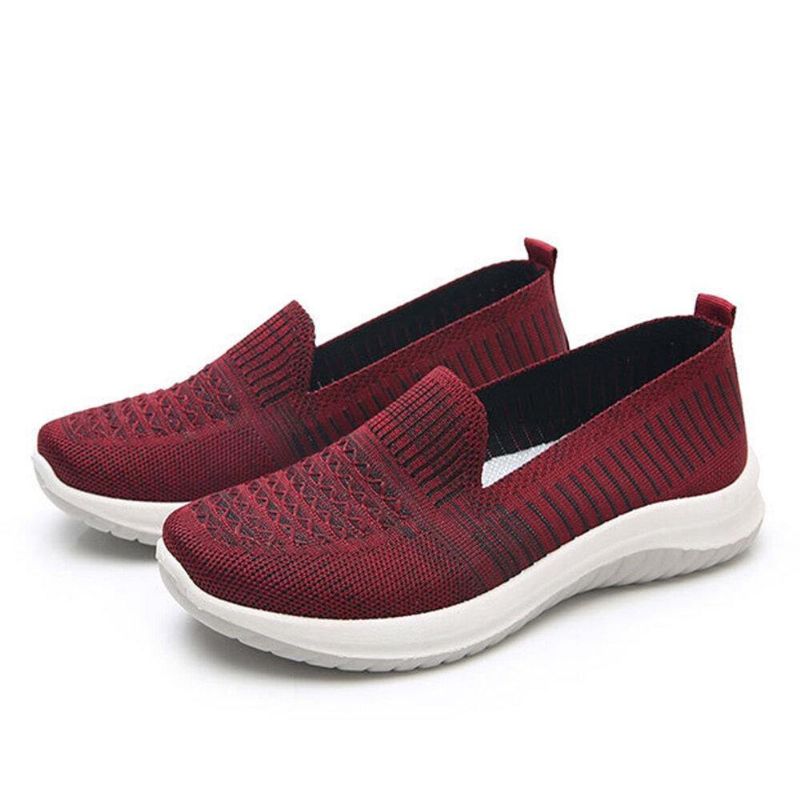 Kvinder Mesh Slip On Sport Soft Sole Casual Flade Sko