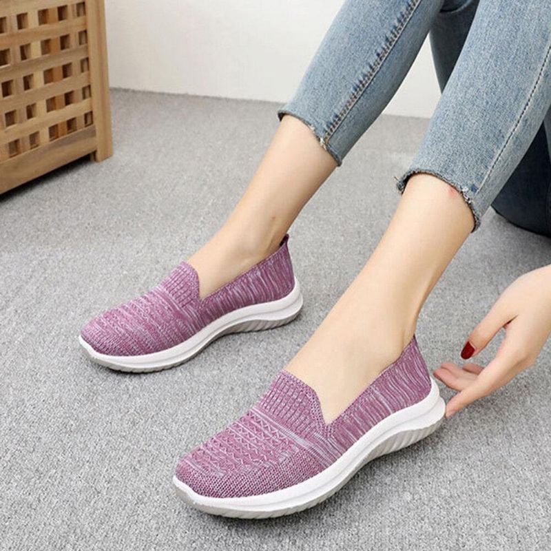 Kvinder Mesh Slip On Sport Soft Sole Casual Flade Sko