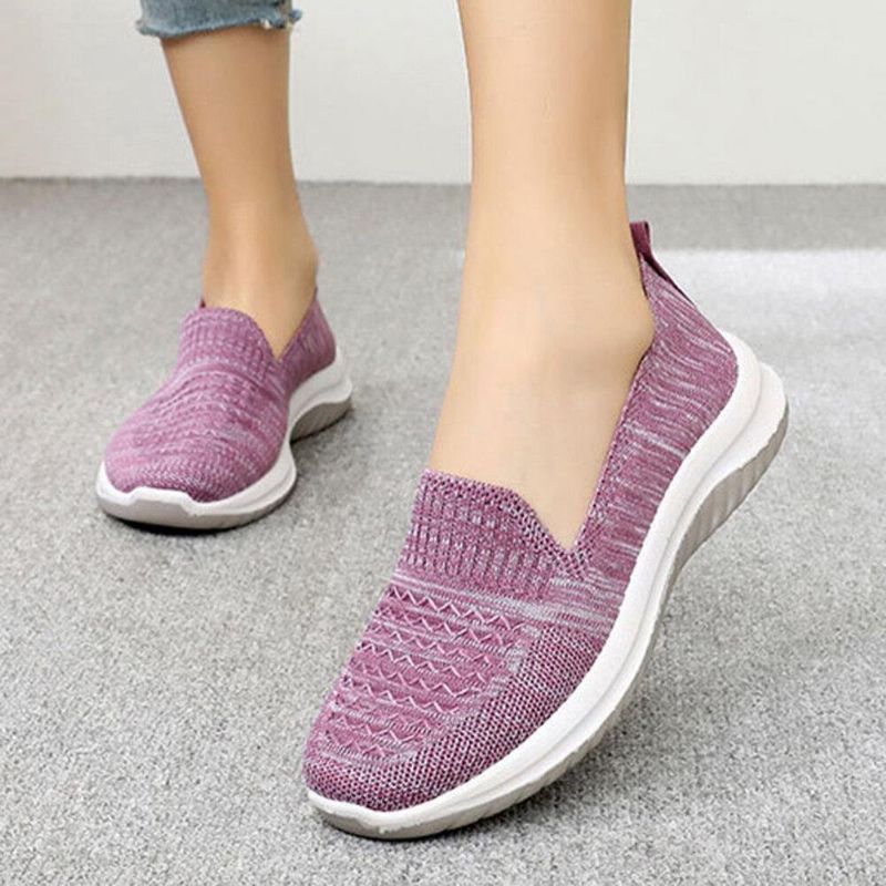 Kvinder Mesh Slip On Sport Soft Sole Casual Flade Sko