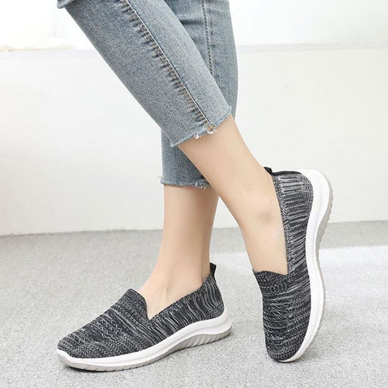 Kvinder Mesh Slip On Sport Soft Sole Casual Flade Sko