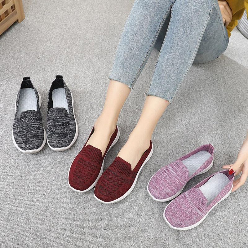 Kvinder Mesh Slip On Sport Soft Sole Casual Flade Sko