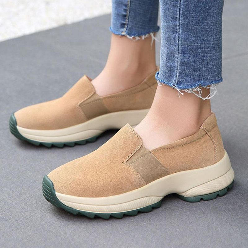 Kvinder Stor Størrelse Casual Faux Ruskind Slip On Chunky Sneakers