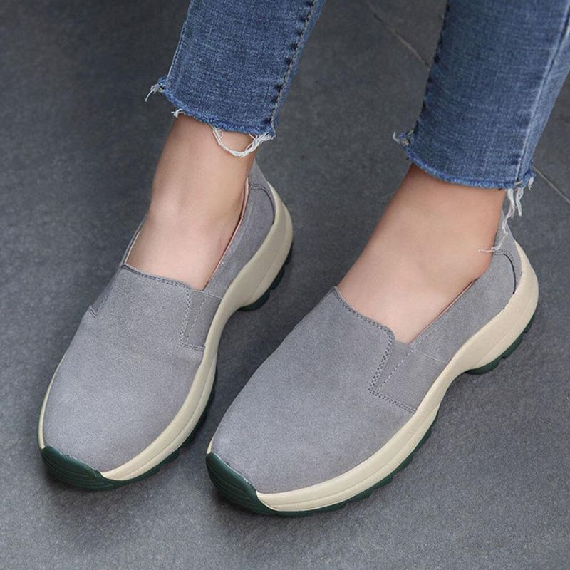 Kvinder Stor Størrelse Casual Faux Ruskind Slip On Chunky Sneakers