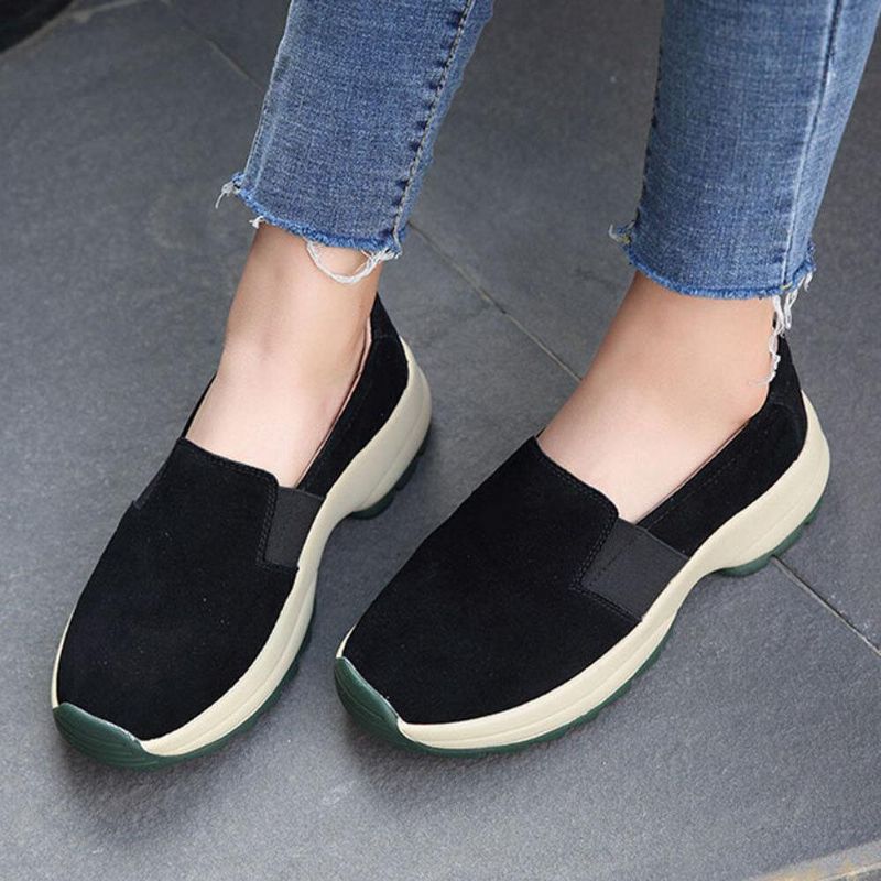 Kvinder Stor Størrelse Casual Faux Ruskind Slip On Chunky Sneakers