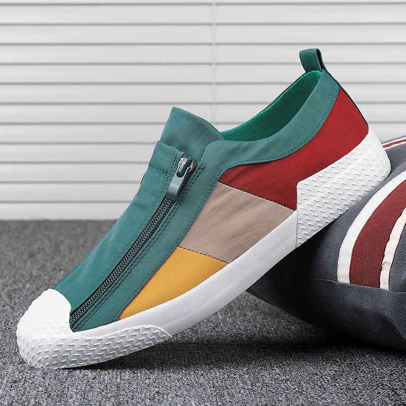 Mænd Colorblock Comfy Åndbar Lynlås Casual Canvas Sneakers