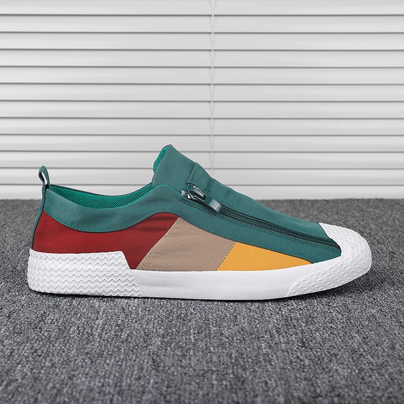 Mænd Colorblock Comfy Åndbar Lynlås Casual Canvas Sneakers