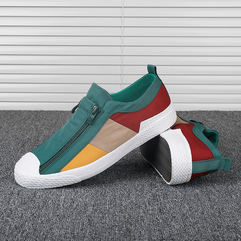 Mænd Colorblock Comfy Åndbar Lynlås Casual Canvas Sneakers