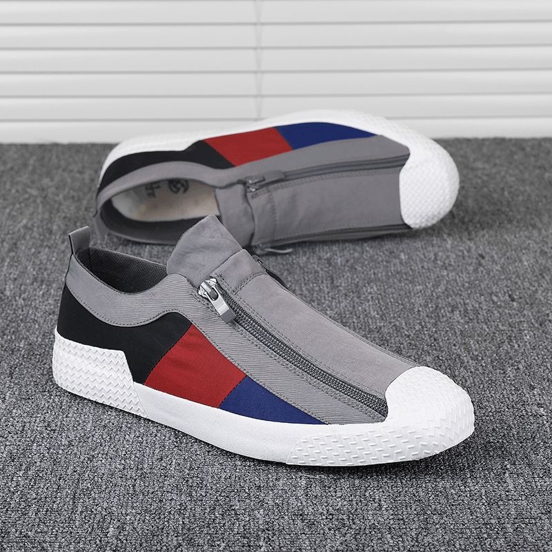 Mænd Colorblock Comfy Åndbar Lynlås Casual Canvas Sneakers