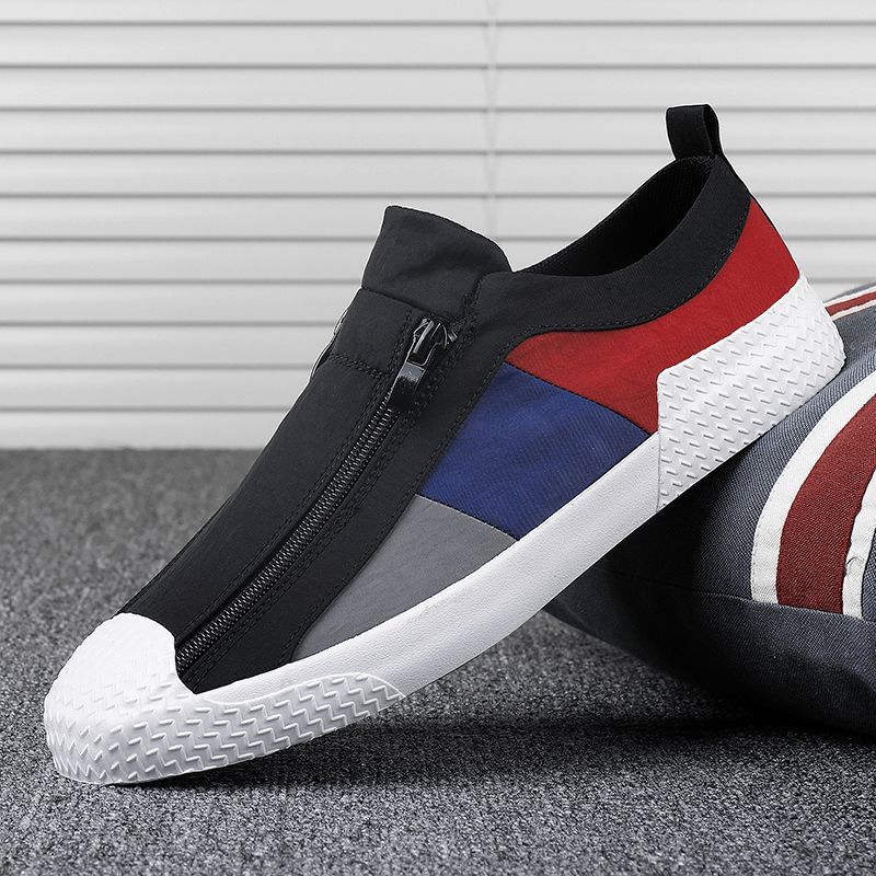 Mænd Colorblock Comfy Åndbar Lynlås Casual Canvas Sneakers