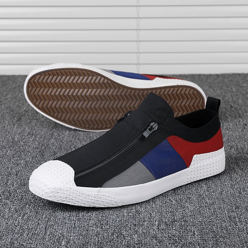 Mænd Colorblock Comfy Åndbar Lynlås Casual Canvas Sneakers