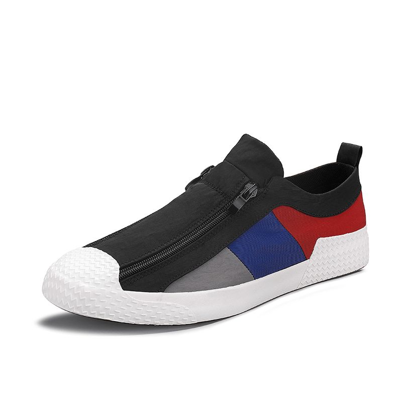 Mænd Colorblock Comfy Åndbar Lynlås Casual Canvas Sneakers