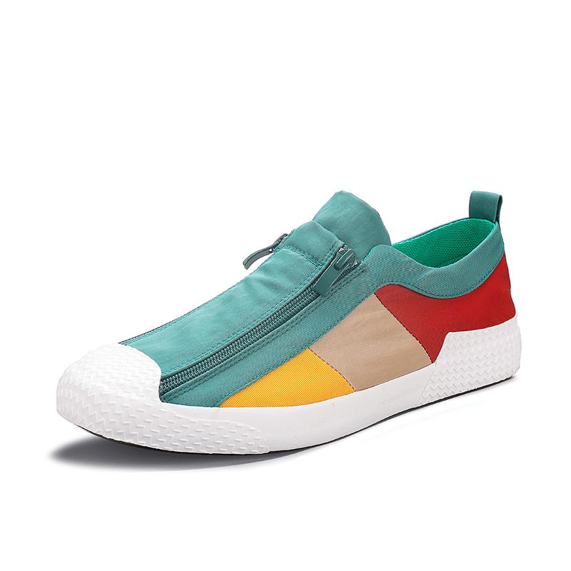 Mænd Colorblock Comfy Åndbar Lynlås Casual Canvas Sneakers