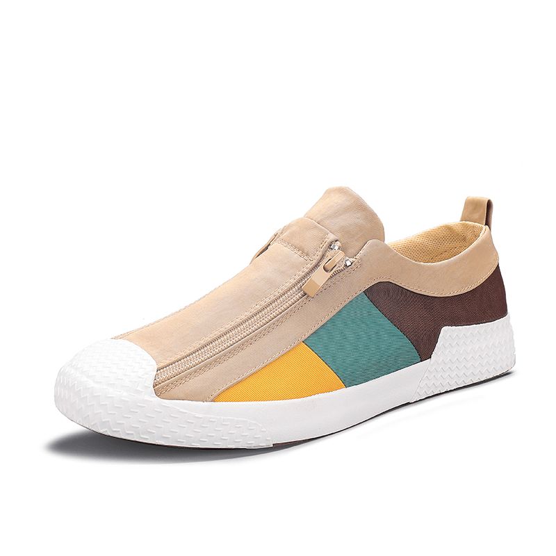 Mænd Colorblock Comfy Åndbar Lynlås Casual Canvas Sneakers