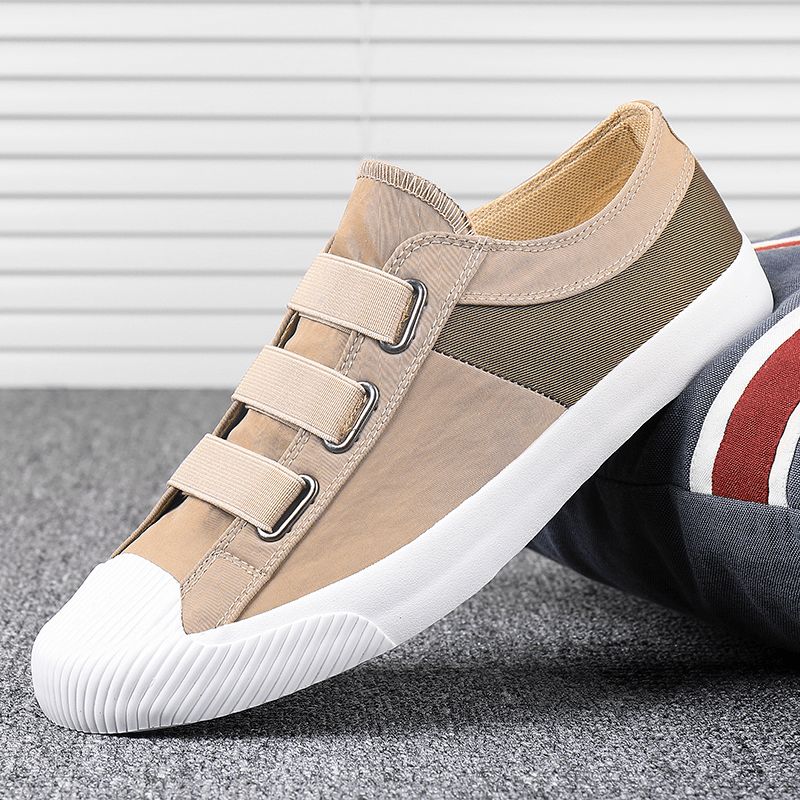 Mænd Colorblock Comfy Åndbart Elastisk Bånd Slip On Casual Daily Canvas Sneakers