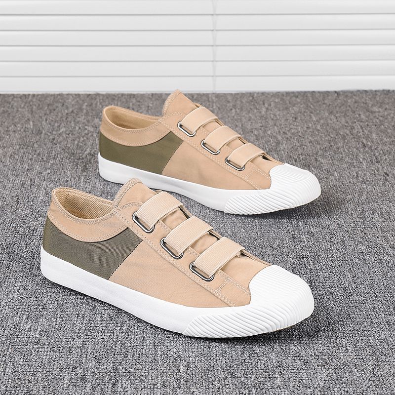 Mænd Colorblock Comfy Åndbart Elastisk Bånd Slip On Casual Daily Canvas Sneakers