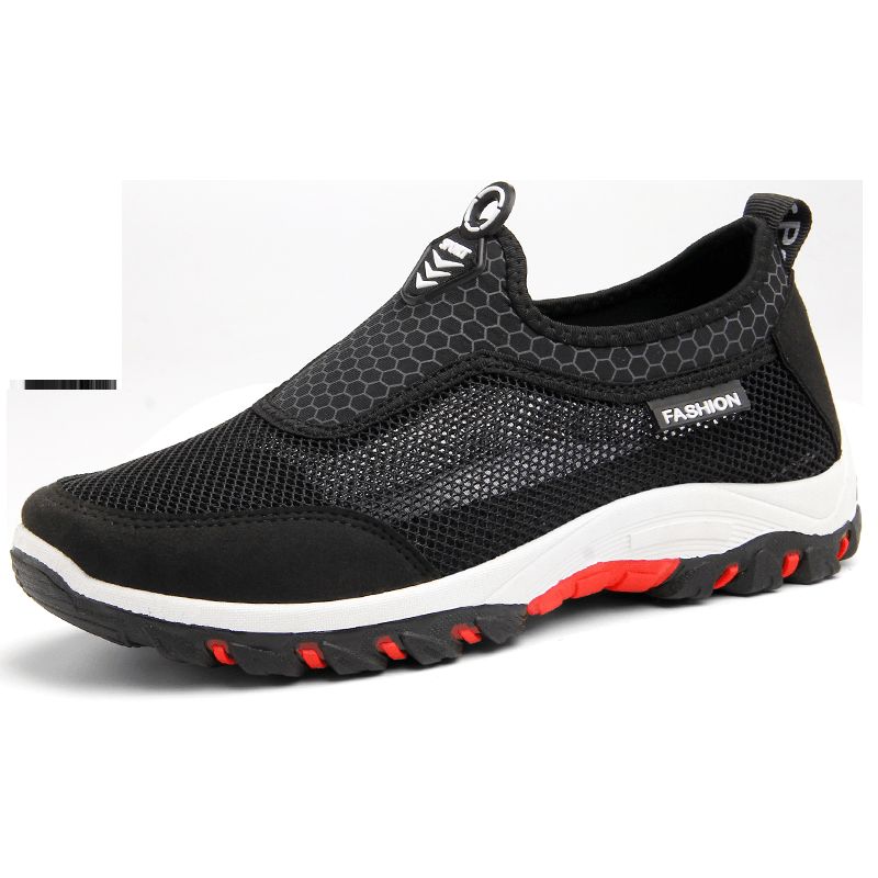 Mænd Sport Splejsning Mesh Stof Åndbar Slip On Casual Walking Sko