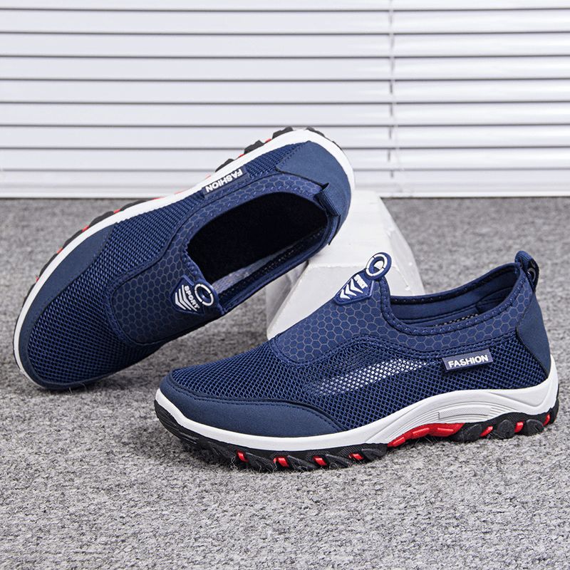 Mænd Sport Splejsning Mesh Stof Åndbar Slip On Casual Walking Sko