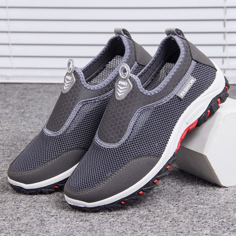 Mænd Sport Splejsning Mesh Stof Åndbar Slip On Casual Walking Sko