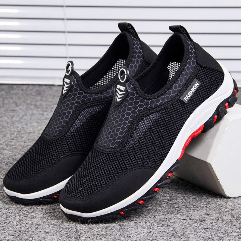 Mænd Sport Splejsning Mesh Stof Åndbar Slip On Casual Walking Sko