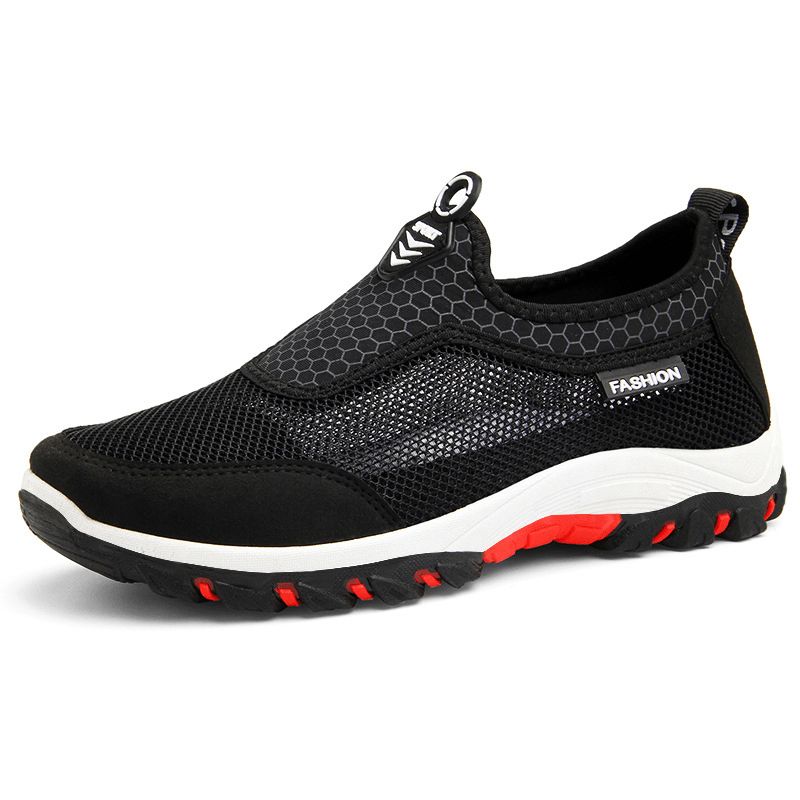 Mænd Sport Splejsning Mesh Stof Åndbar Slip On Casual Walking Sko