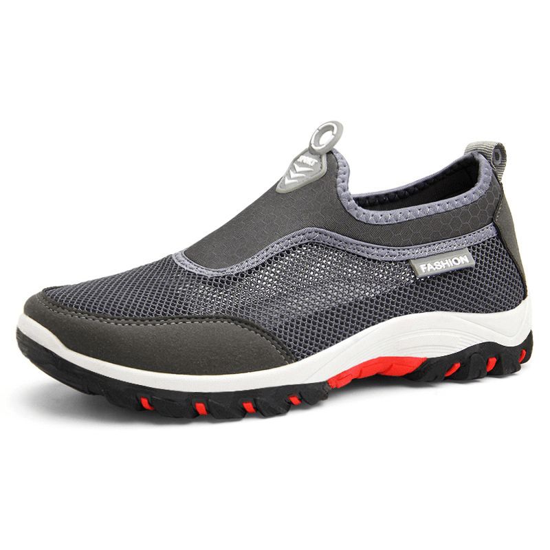 Mænd Sport Splejsning Mesh Stof Åndbar Slip On Casual Walking Sko