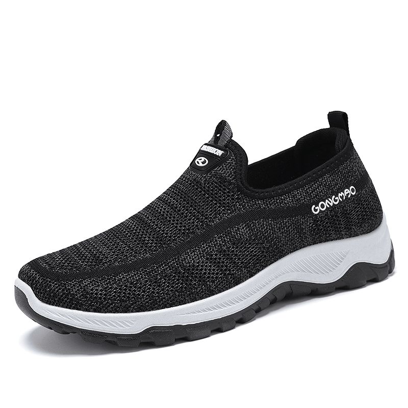 Mænd Sport Strikket Stof Åndbar Gåsko Bløde Slip-On Casual Sneakers