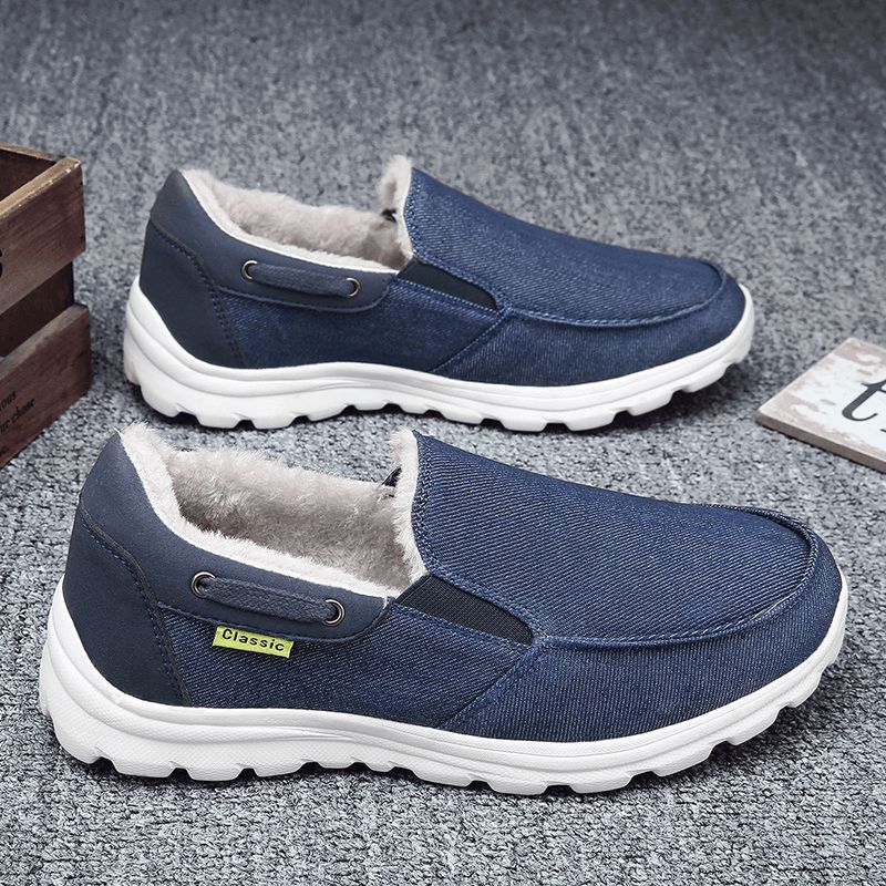 Mænd Syning Klud Varm Behagelig Elastisk Slip-On Sport Casual Flade Sko