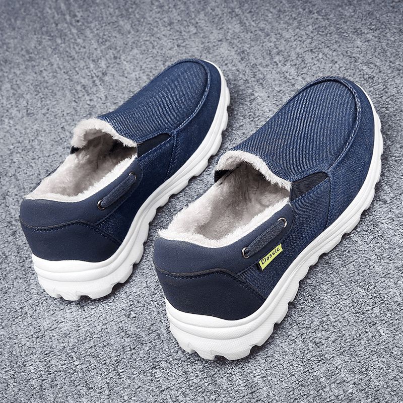 Mænd Syning Klud Varm Behagelig Elastisk Slip-On Sport Casual Flade Sko