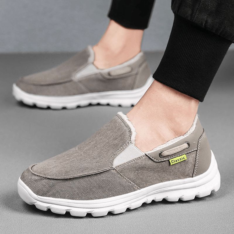 Mænd Syning Klud Varm Behagelig Elastisk Slip-On Sport Casual Flade Sko