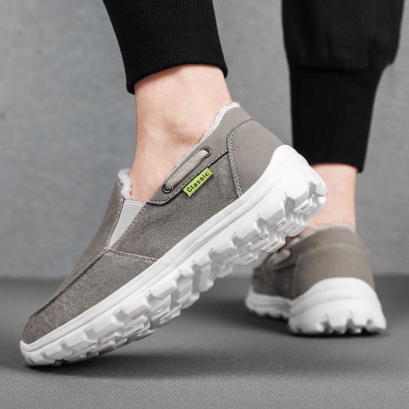 Mænd Syning Klud Varm Behagelig Elastisk Slip-On Sport Casual Flade Sko