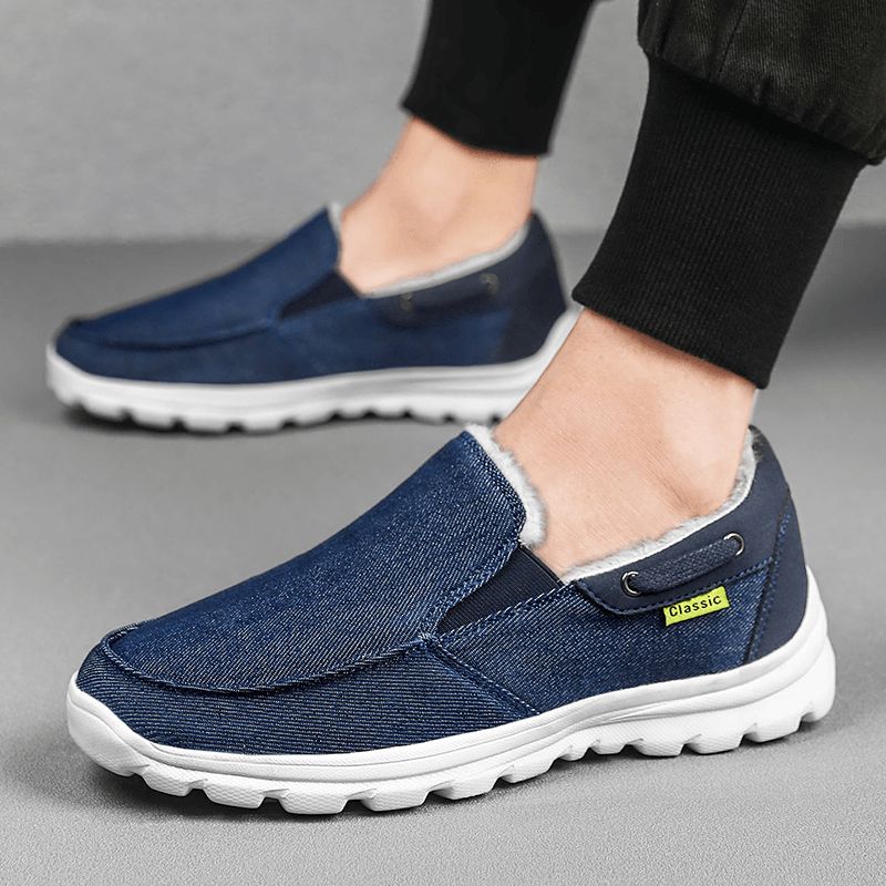 Mænd Syning Klud Varm Behagelig Elastisk Slip-On Sport Casual Flade Sko