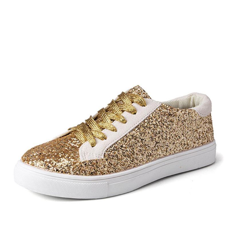 Plus Size Kvinder Comfy Pailletter Dekor Sneaker Sko