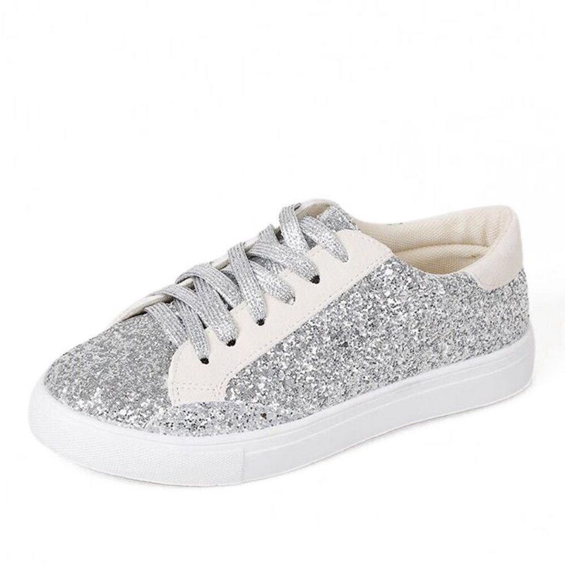 Plus Size Kvinder Comfy Pailletter Dekor Sneaker Sko