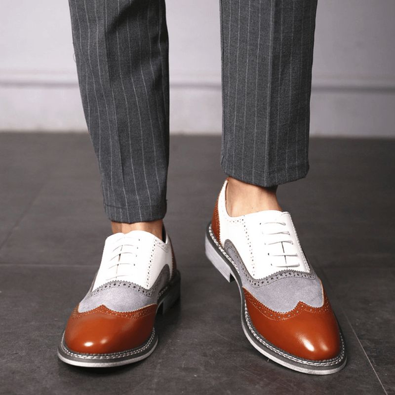 Mænd Brogue Colorblock Oxfords Snøre Business Casual Formelle Sko