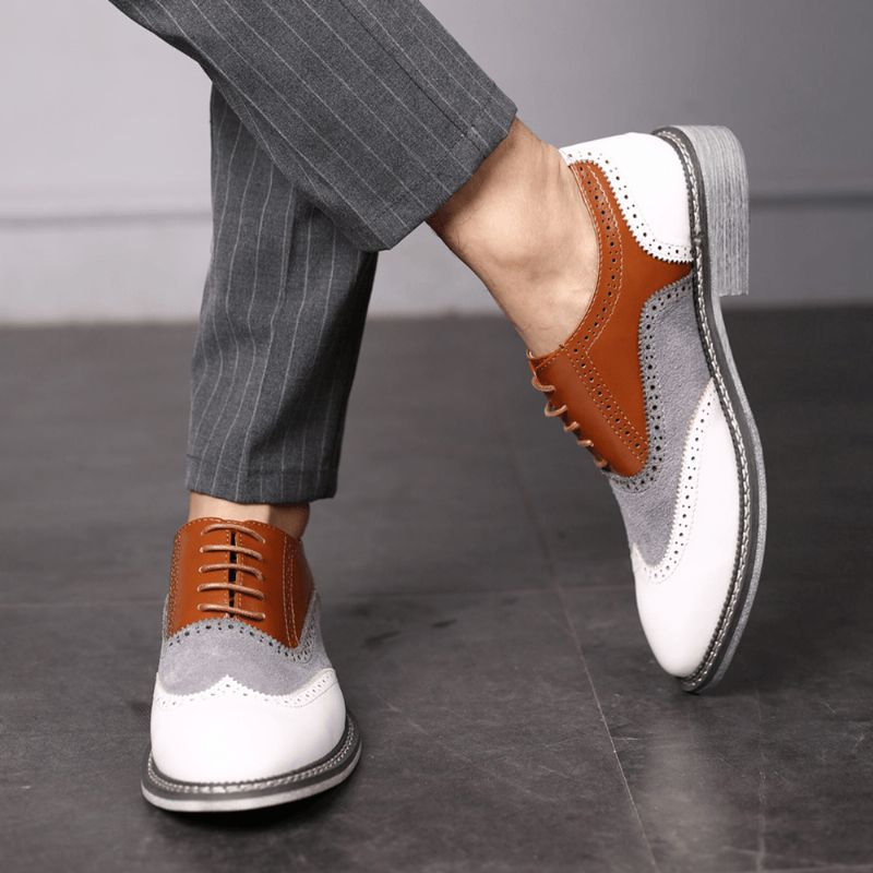 Mænd Brogue Colorblock Oxfords Snøre Business Casual Formelle Sko