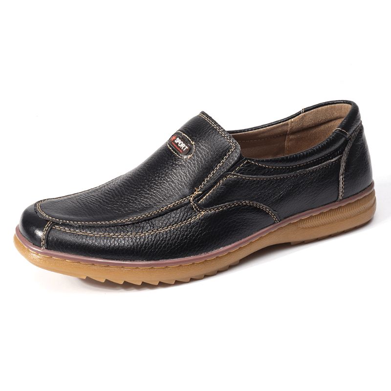 Menico Mænd Ægte Ko Læder Slip-On Blød Sål Behagelig Skridsikker Casual Oxfords