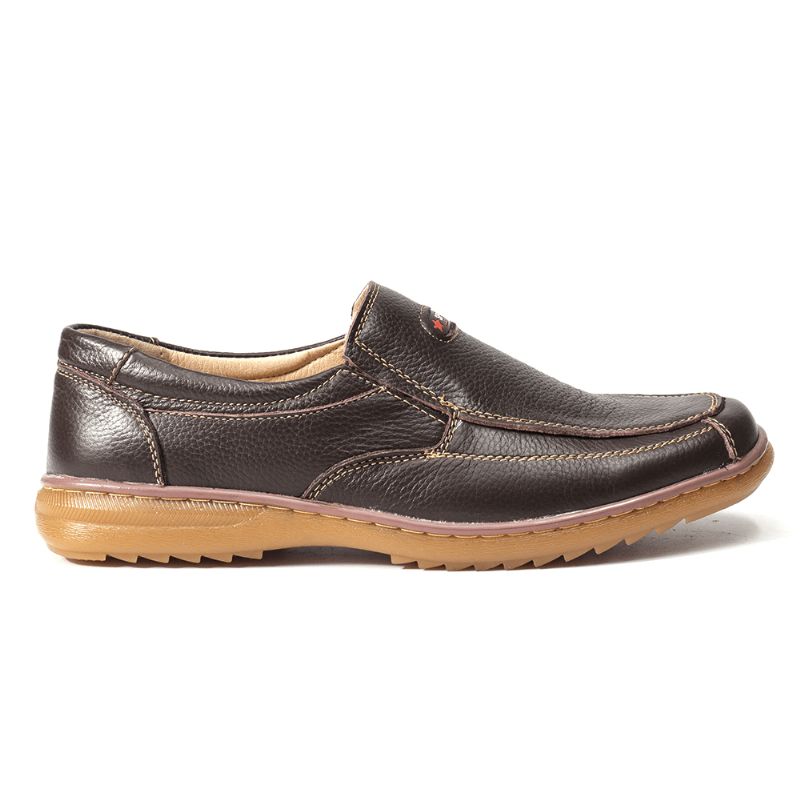 Menico Mænd Ægte Ko Læder Slip-On Blød Sål Behagelig Skridsikker Casual Oxfords