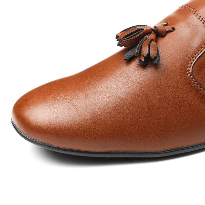 Menico Mænd Skridsikker Kvast Dekoration Slip On Casual Læder Oxfords