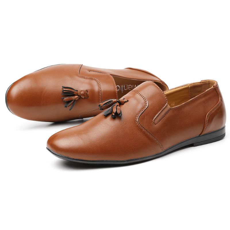 Menico Mænd Skridsikker Kvast Dekoration Slip On Casual Læder Oxfords