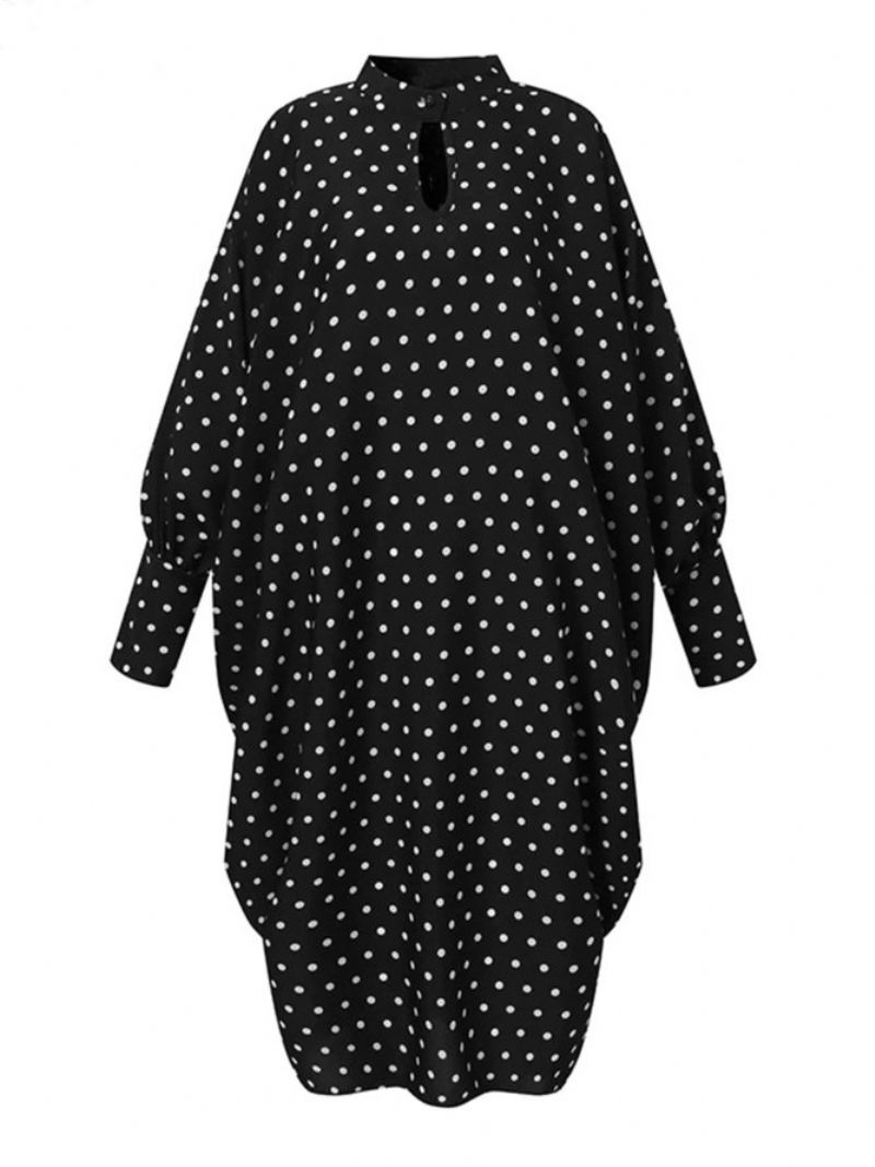 Elegant Polka Dots-Kjole Med Standkrave