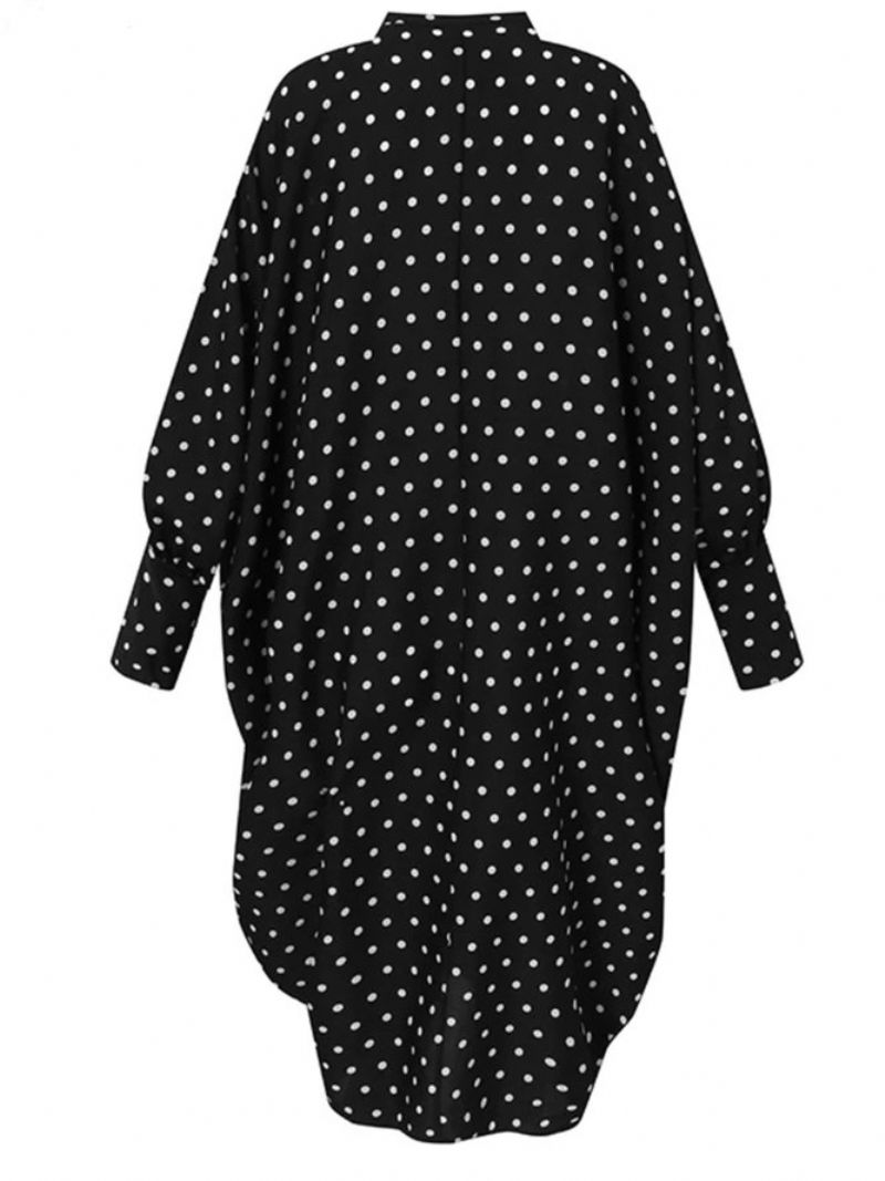 Elegant Polka Dots-Kjole Med Standkrave