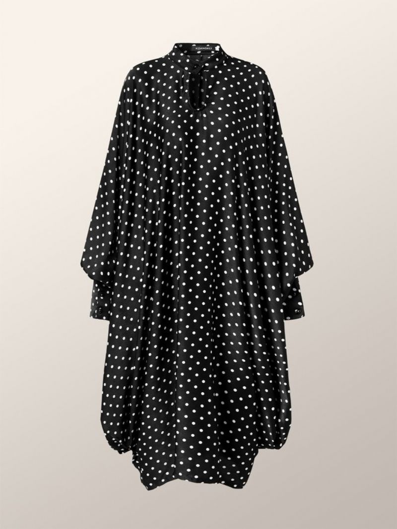 Elegant Polka Dots-Kjole Med Standkrave