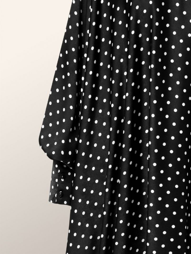 Elegant Polka Dots-Kjole Med Standkrave