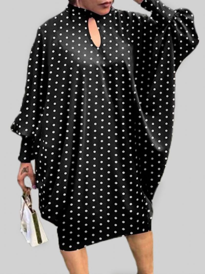 Elegant Polka Dots-Kjole Med Standkrave