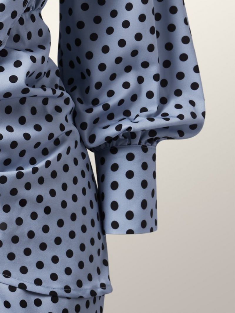 Elegant Polka Dots Rund Hals Knæ Kjole