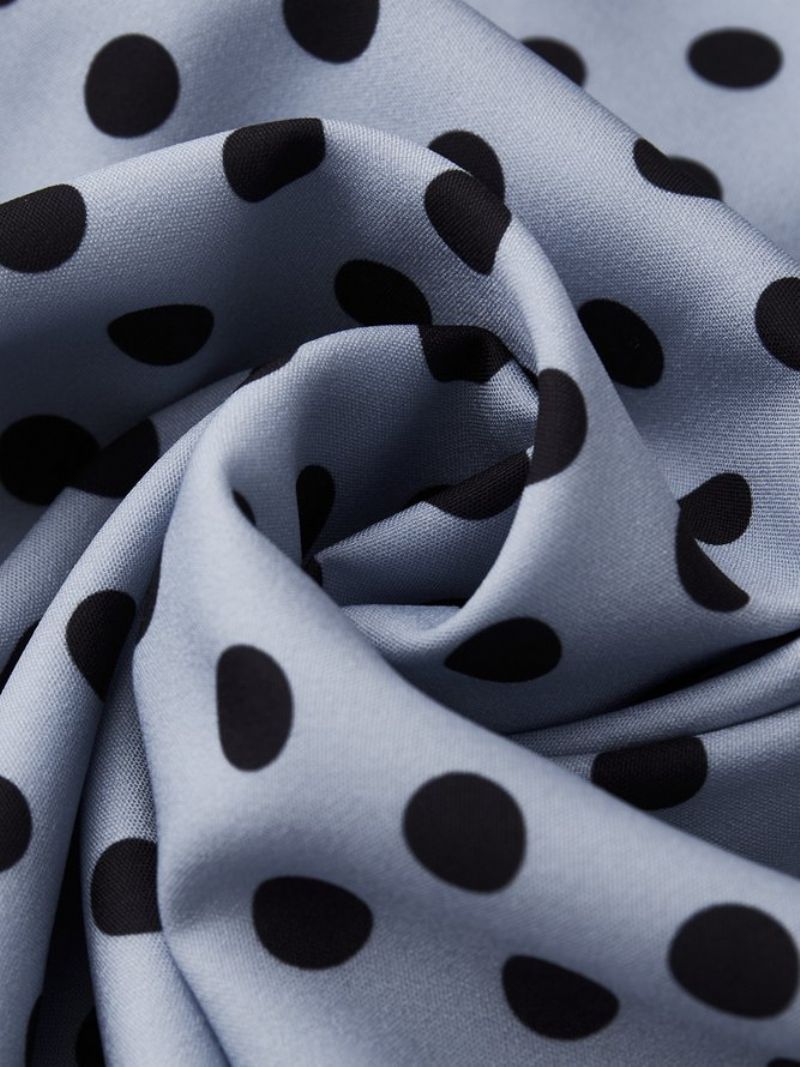 Elegant Polka Dots Rund Hals Knæ Kjole