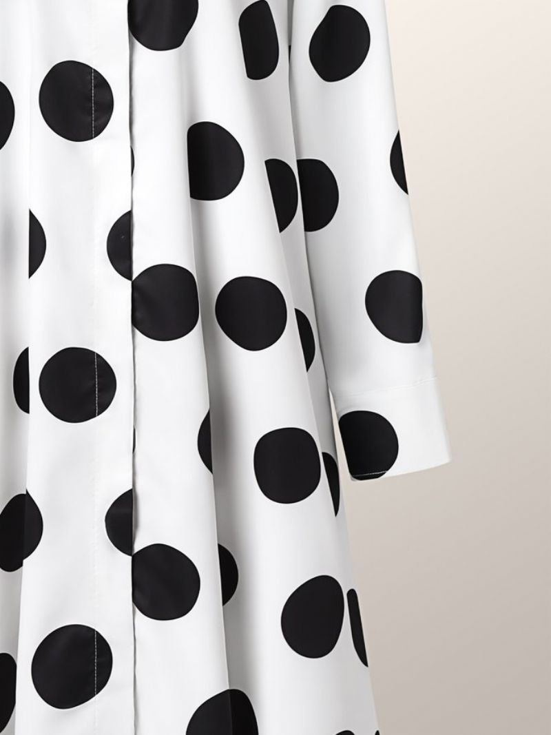 Langærmet Skjortekrave Polka Dots Regular Fit Kjole