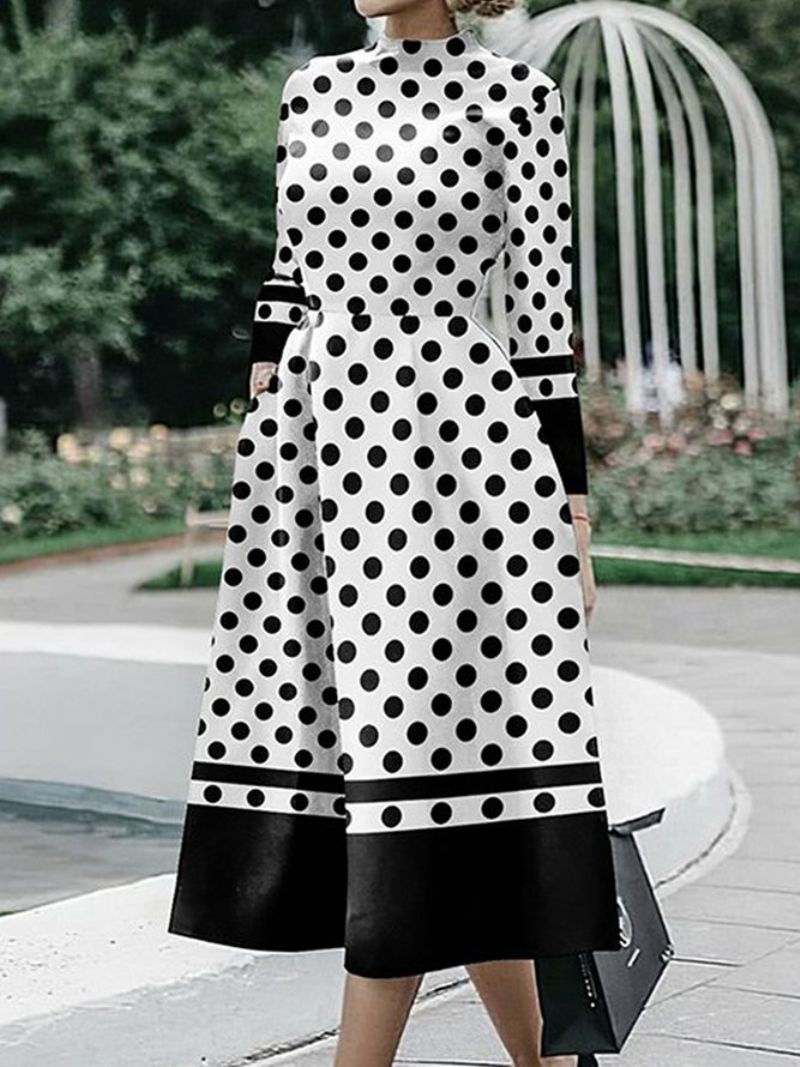 Regular Fit Andre Polka Dots Midi-Kjole