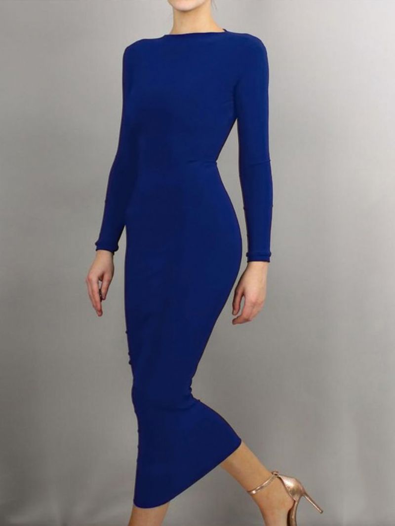 Sort Daglig Langærmet Regular Fit Boat Neck Dress